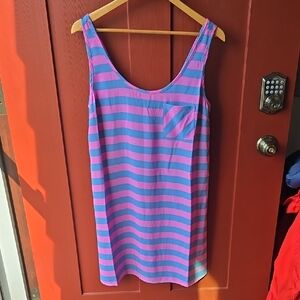 Striped Pink and Blue Sleeveless Dress